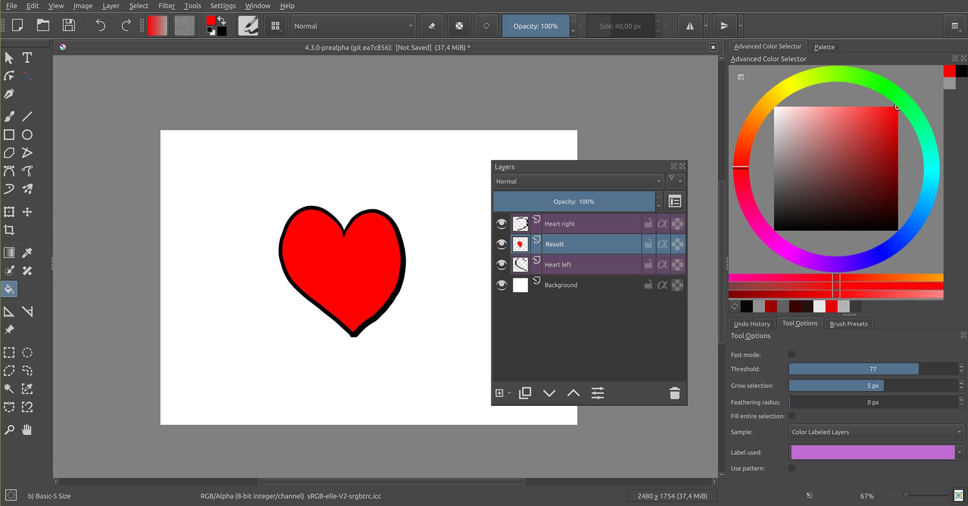 Fill Tool Color Labeled Layers feature showcase.