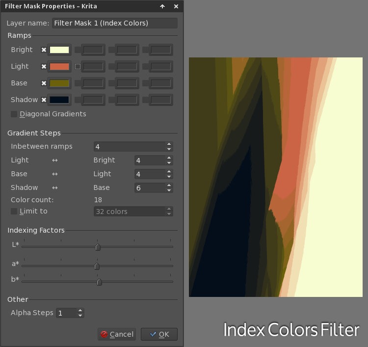 Filter: Index Colors dialog