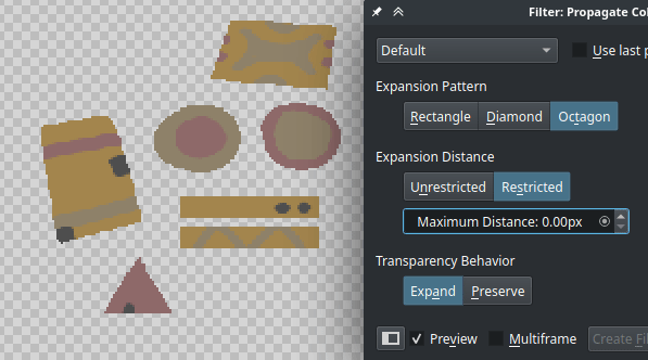 Animation showing the Propagate Colors filter